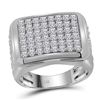 Image 1 : Mens Round Diamond Square Cluster Ring 2-7/8 Cttw 10kt White Gold - REF-142H5R