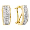 Image 1 : Womens Baguette Round Diamond Hoop Earrings 7/8 Cttw 14kt Yellow Gold - REF-49F9W