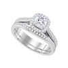 Image 1 : Cushion Diamond Bridal Wedding Ring Band Set 1 Cttw 14kt White Gold - REF-222W5K