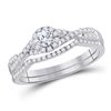 Image 1 : Diamond Round Bridal Wedding Ring Band Set 1/2 Cttw 14kt White Gold - REF-52Y9N