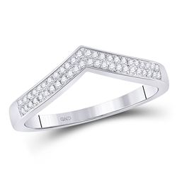 Womens Round Diamond Chevron Band Ring 1/6 Cttw 14kt White Gold - REF-16A9M