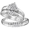 Image 1 : His Hers Round Diamond Cross Matching Wedding Set 1/4 Cttw 10kt White Gold - REF-27A5M