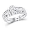 Image 1 : Round Diamond Flower Cluster Bridal Wedding Ring Set 1/2 Cttw 10kt White Gold - REF-38H9R