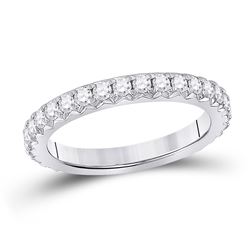 Womens Round Diamond Eternity Wedding Band 1 Cttw 14kt White Gold - REF-98K5Y