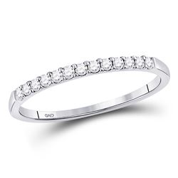 Womens Round Pave-set Diamond Wedding Band 1/6 Cttw 10kt White Gold - REF-12H5R