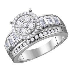 Round Diamond Cluster Bridal Wedding Engagement Ring 1/2 Cttw Size 8 10kt White Gold - REF-31K9Y