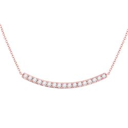 Womens Round Diamond Curved Bar Necklace 3/4 Cttw 14kt Rose Gold - REF-52A9M