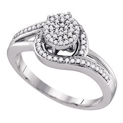 Womens Round Diamond Cluster Ring 1/4 Cttw 10kt White Gold - REF-18R5X