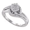 Image 1 : Womens Round Diamond Cluster Ring 1/4 Cttw 10kt White Gold - REF-18R5X