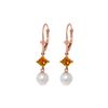 Image 1 : Genuine 5 ctw Pearl & Citrine Earrings 14KT Rose Gold - REF-29A7K