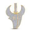 Image 1 : Mens Round Diamond Bulls Charm Pendant 7/8 Cttw 10kt Yellow Gold - REF-49X9A