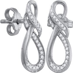 Womens Round Diamond Fashion Earrings 1/6 Cttw 10kt White Gold - REF-12W9K