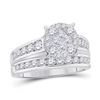 Image 1 : Princess Diamond Bridal Wedding Ring Band Set 1 Cttw 14kt White Gold - REF-90R5X