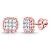 Image 1 : Womens Round Diamond Beaded Square Frame Cluster Earrings 1/4 Cttw 10kt Rose Gold - REF-18X5A