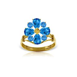 Genuine 2.43 ctw Blue Topaz Ring 14KT Yellow Gold - REF-48X3M