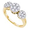 Image 1 : Womens Round Diamond 3-stone Ring 1 Cttw 14kt Yellow Gold - REF-98R5X