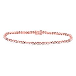 Womens Round Diamond Studded Tennis Bracelet 2 Cttw 10kt Rose Gold - REF-109A5M