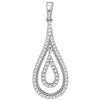 Image 1 : Womens Round Diamond Double Nested Teardrop Pendant 1/4 Cttw 10kt White Gold - REF-17W5K