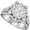 Image 1 : Round Diamond Cluster Bridal Wedding Engagement Ring 1-5/8 Cttw 14kt White Gold - REF-142N9F