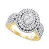 Image 1 : Womens Round Diamond Oval Cocktail Ring 1-5/8 Cttw 10kt Yellow Gold - REF-93F9W