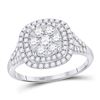 Image 1 : Womens Round Diamond Right-Hand Cluster Ring 1 Cttw 14kt White Gold - REF-71X9A