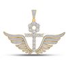 Image 1 : Mens Round Diamond Ankh Wings Charm Pendant 3-1/4 Cttw 10kt Yellow Gold - REF-137Y9N