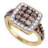 Image 1 : Womens Round Brown Diamond Square Cluster Ring 1-1/2 Cttw 10kt Rose Gold - REF-67A5M