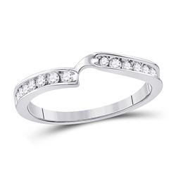 Womens Round Diamond 2-stone Wedding Band 1/4 Cttw 10kt White Gold - REF-23X5A
