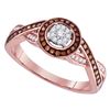 Image 1 : Womens Round Brown Diamond Twist Cluster Ring 1/4 Cttw 10kt Rose Gold - REF-24W5K