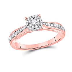 Round Diamond Halo Bridal Wedding Engagement Ring 1/4 Cttw 14kt Rose Gold - REF-32X5A