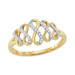 Womens Round Diamond Fashion Infinity Ring 1/10 Cttw 10kt Yellow Gold - REF-12N9F