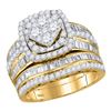 Image 1 : Round Diamond Bridal Wedding Ring Band Set 2 Cttw 14kt Yellow Gold - REF-134X5A