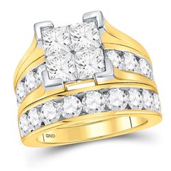 Princess Diamond Bridal Wedding Ring Band Set 5 Cttw 14kt Yellow Gold - REF-602A9M