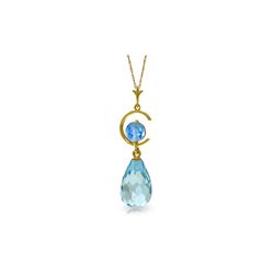 Genuine 5.5 ctw Blue Topaz Necklace 14KT Yellow Gold - REF-25N6R