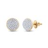 Image 1 : Mens Round Diamond Cluster Earrings 1/5 Cttw 10kt Yellow Gold - REF-14Y9N