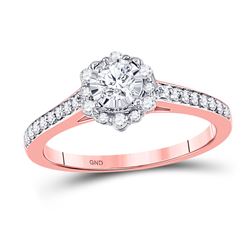 Round Diamond Solitaire Bridal Wedding Engagement Ring 1/2 Cttw 14kt Rose Gold - REF-47K9Y