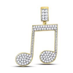 Mens Round Diamond Music Note Charm Pendant 5/8 Cttw 10kt Yellow Gold - REF-24A9M
