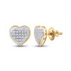 Image 1 : Womens Round Diamond Heart Cluster Earrings 1/6 Cttw 10kt Yellow Gold - REF-14R9X