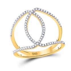 Womens Round Diamond Open Negative Space Band Ring 1/3 Cttw 10kt Yellow Gold - REF-17H5R