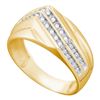 Image 1 : Mens Round Diamond Diagonal Double Row Band Ring 1/4 Cttw 10kt Yellow Gold - REF-26A5M