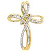 Image 1 : Womens Round Diamond Cross Pendant 1/5 Cttw 10kt Yellow Gold - REF-13M9H