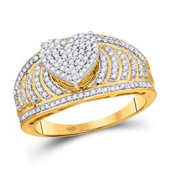 Womens Round Diamond Heart Cluster Ring 1/2 Cttw 10kt Yellow Gold - REF-36R5X