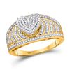 Image 1 : Womens Round Diamond Heart Cluster Ring 1/2 Cttw 10kt Yellow Gold - REF-36R5X