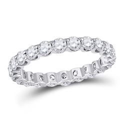 Womens Round Diamond Timeless Eternity Ring 2 Cttw 14kt White Gold - REF-131H5R