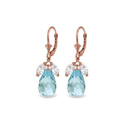 Genuine 14.4 ctw White Topaz & Blue Topaz Earrings 14KT Rose Gold - REF-46V7W