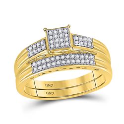 Round Diamond Bridal Wedding Ring Band Set 1/6 Cttw 10kt Yellow Gold - REF-22N9F