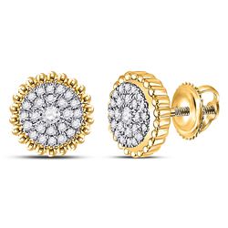 Womens Round Diamond Beaded Halo Cluster Earrings 1/4 Cttw 10kt Yellow Gold - REF-21M5H