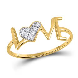 Womens Round Diamond Heart Love Ring 1/20 Cttw 10kt Yellow Gold - REF-6N5F