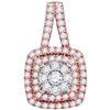 Image 1 : Womens Round Diamond Cluster Cushion Pendant 1 Cttw 14kt Rose Gold - REF-74M9H