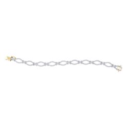 Womens Round Diamond Link Bracelet 2-3/8 Cttw 14kt Yellow Gold - REF-159Y9N
